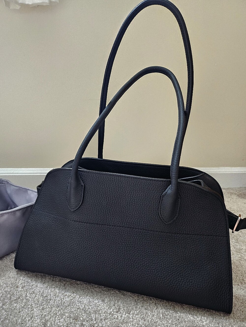 The Row Shoulder Margaux 12 Black Gained Leather Bag